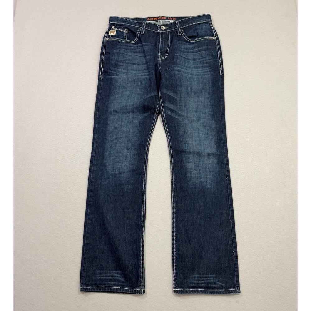 Cinch Ian Jeans Men's 32x34 Blue Dark Wash Denim Rodeo Cowboy Western Stretch